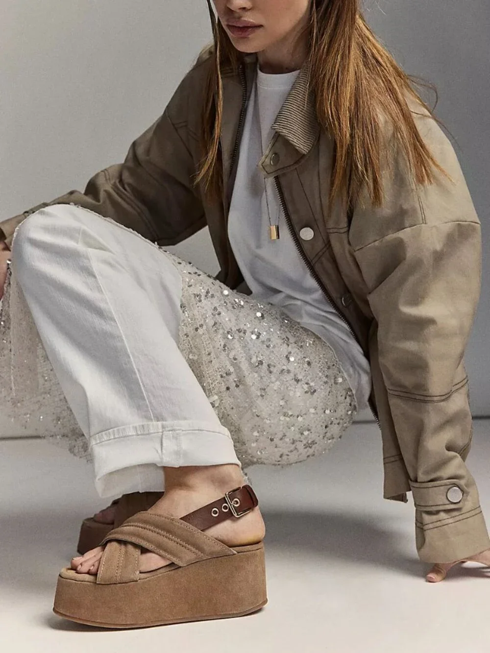 FREE PEOPLE Skyline Platforms / Fawn Suede